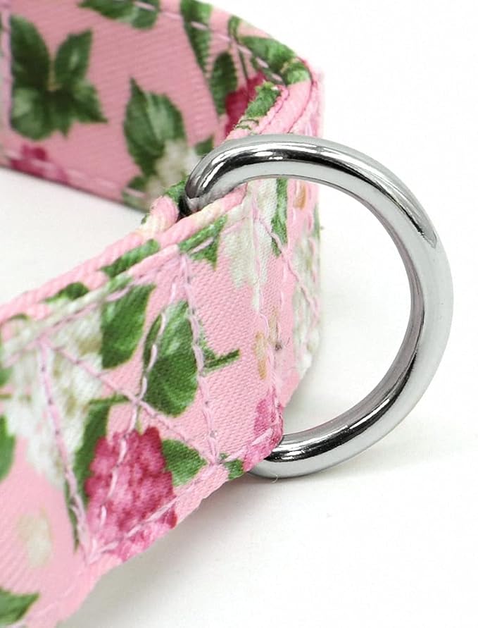 Flower Printed Dog Collar Custom Nylon Puppy Pet Collar Personalized Pitbull Collars Pets Acessorios for Small Medium Large Dog Pink S
