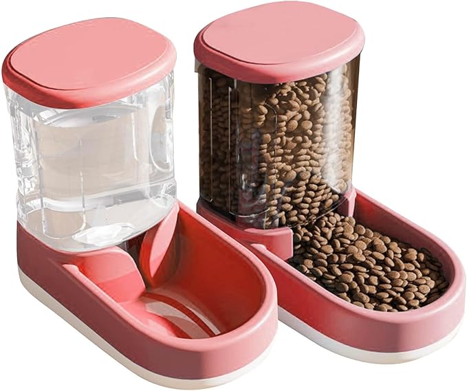 2 Pack Cat Food Dispenser Dog Cat Feeder 3.8L Large Automatic Dog Water Bowl Dispenser Gravity Feeding & Watering Supplies Automatic Pet Feeder for Small Medium Big Dogs Puppy Kitten Cats Food Bowl