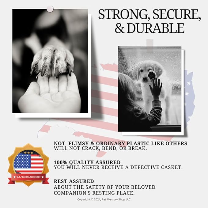 Pet Memory Shop Elegance Series Pet Casket, Safe, Durable & Elegant Memorial Burial Box for Dogs, Cats and Pets, Thoughtful Pet Loss Gift, Ideal for Honoring Your Pet’s Memory (Medium – White/Blue)