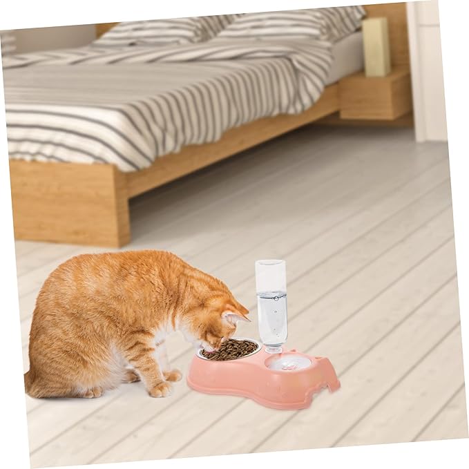 1set Automatic Dual Use Pet Feeder and Water Dispenser Bowl Food and Water Station for Cats and Dogs Opaque Design Keeps Food Fresh Easy to Clean and Use