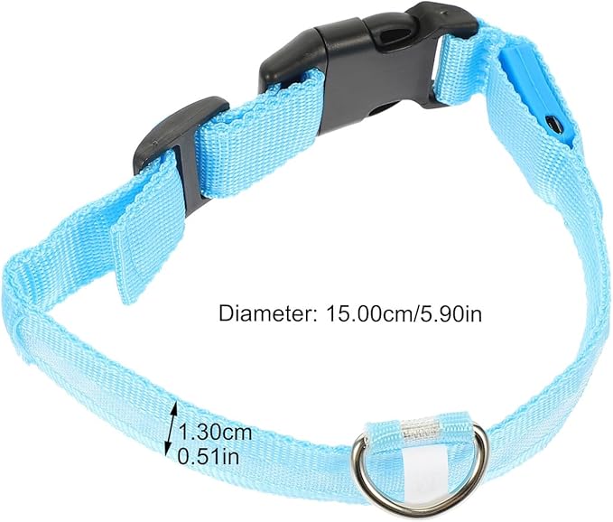 Happyyami Adjustable Rechargeable Blue Light up Dog Collar Small Size LED Night Glowing Pet Neck Decor Safety Collar for Puppies and Cats