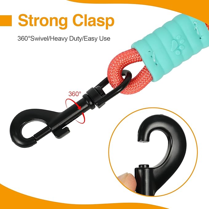 Hands Free Dog Leash Dual Handle, Wearable Leashes for Dog, Padded Waist Belts and Rotating Metal Clip,for Medium Large Dogs (18+ lbs) Walking Training Running (Yellow-Orange, 4.5 FT)