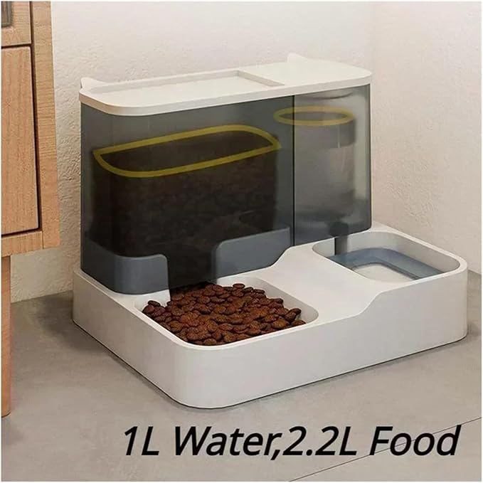 2.2L Large Automatic Smart Pet Dog Feeder Drinking Fountain Plastic Food Bowl Pets in 1 Water Dispenser(Blue)