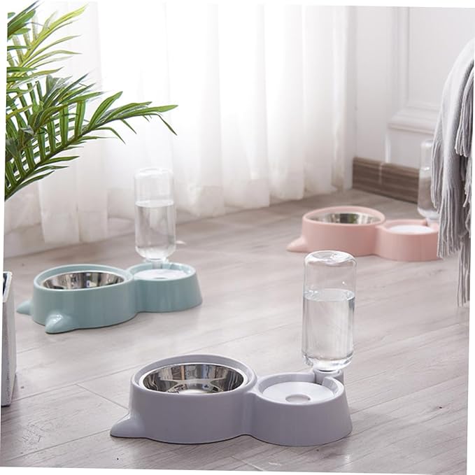Pet Dual Water Food Feeder Bowl for Cats and Dogs Unique Design Non-tip Smooth Convenient Feeding Automatic Dispenser for Indoor Use