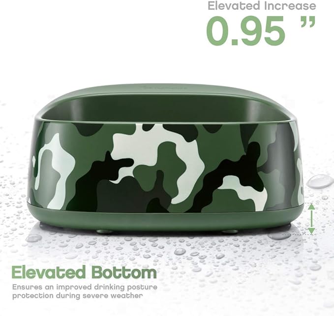 Heated Pet Bowl, Outdoor Pet Thermal Water Bowl, Dog Cat Heated Water Bowl with 69 Inch Chew Resistant Cord and Waterproof ON/Off Switch (New Camouflage)