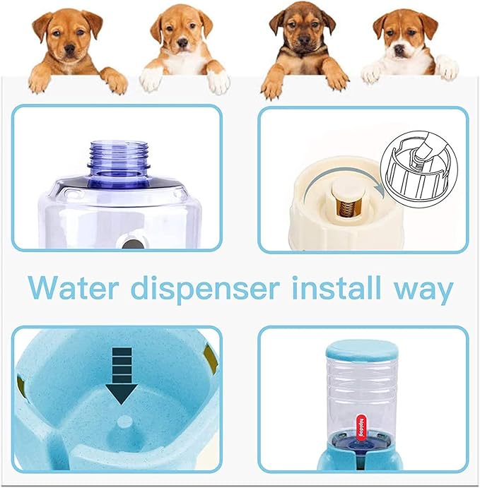 2 X 3.8 L Pet Automatic Feeding Bowls Dog Food Feeder Cat Water Feeder Large Capacity Food Water Dispenser Large Capacity Pet Bowls,Blue