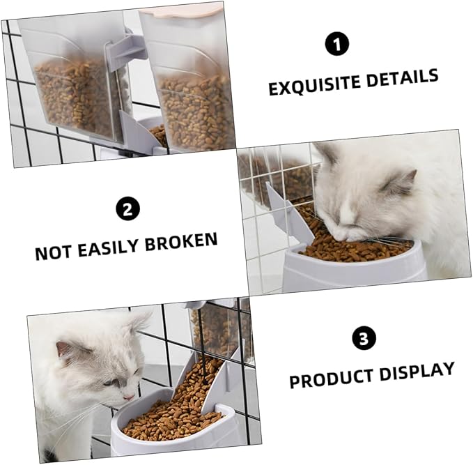 SUPVOX 1pc Hanging Pet Bowl Automatic Dog Cat Food Feeder Gray Removable Design Prevents Tipping for Crate Use Easy to Install Material for Pets