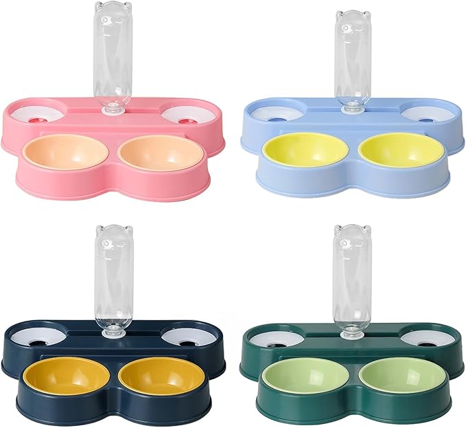 4 in 1 Dogs Feeders Automatic Cats Food Water Bowl Food Waterer Double Large Capacity Double Bowl Pet Supplies Dog Feeder Automatic