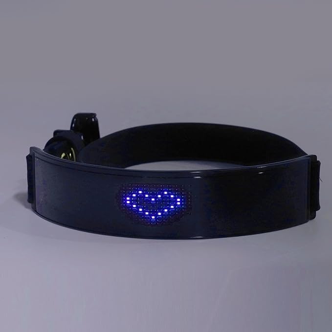 LED Pet Collar, DIY Display Screen Light Up Collar USB Rechargeable Safety Night Collar in The Dark Pet Necklace for Night Walking (Blue Light)