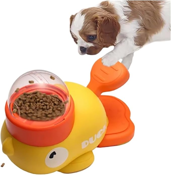 Interactive Dog Puzzle Feeder - Cartoon Duck Design, Slip Automatic Treat Dispenser for Pet Training(E)