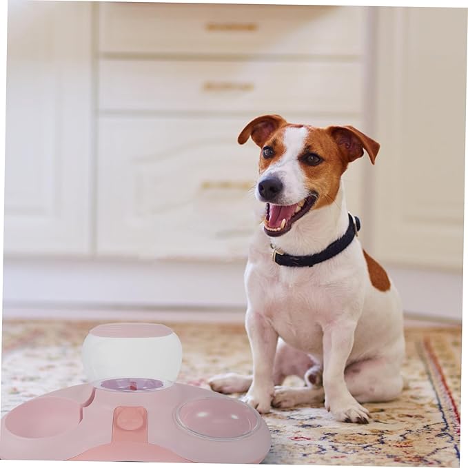 Yardwe 1pc Automatic Cat Drinking Bowl and Food Container Double Bowl Design for Cats and Dogs Tip Easy to Pet Feeder