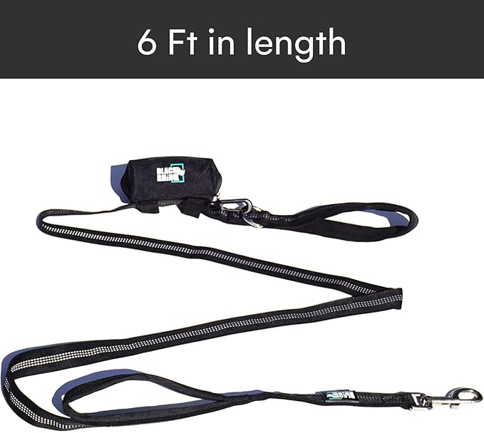 Black Rhino Heavy Duty Dog Leash - 6ft Long Leash for Medium and Large Dogs - Dual Handle Training Lead with Padded Grip, Bag, Reflective Stitching, and Weather Resistant
