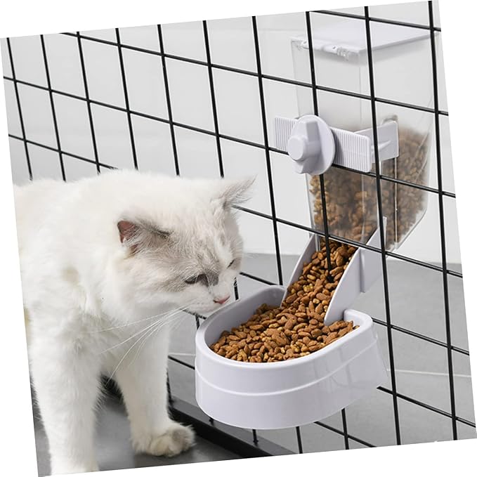 1pc Hanging Pet Feeder Automatic Dog and Cat Food Container Removable Bowl for Easy Feeding Gray Color for Pet Crates and Cages Prevents Spills and
