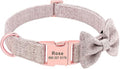Fashion Personalized Dog Collar Custom Nylon Dog Collars Engraved Name ID Adjustable for Small Medium Large Dog Chihuahua Bownot Brown S