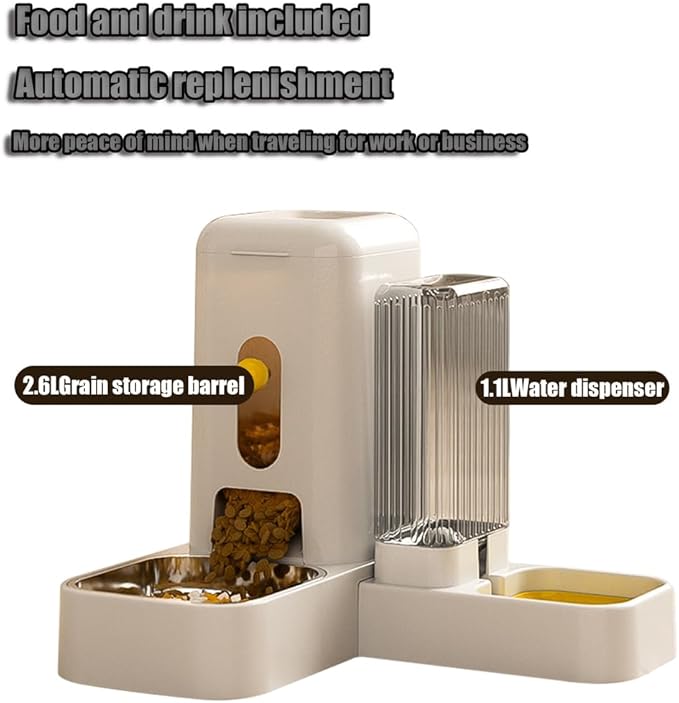 Automatic Pet Feeder for Cats & Small/Medium Dogs - 7-Day Dual Food & Water Dispenser with Stainless Steel Bowl, Programmable Portion Size, for Dry Food - Perfect for Puppies & Kittens,Blue