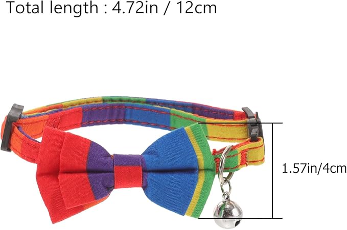 Beaupretty Dogs Bow Tie Rainbow Collar, Cute Cat Collar Adjustable Dog Cat Bowknot Collars with Bell for Cat Pet Supplies