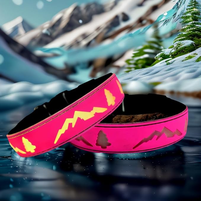 LED Dog Collar, 15 Light Modes, USB-C Rechargeable, Silicone Material, Adjustable Size, (Pink, L(15.7-19.7"))