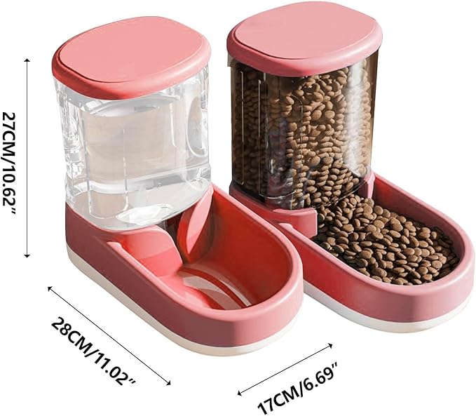 2 Pack Cat Food Dispenser Dog Cat Feeder 3.8L Large Automatic Dog Water Bowl Dispenser Gravity Feeding & Watering Supplies Automatic Pet Feeder for Small Medium Big Dogs Puppy Kitten Cats Food Bowl