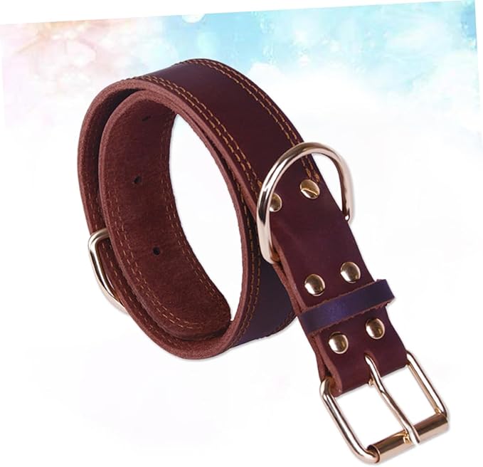 Genuine Leather for Small Medium Large Breeds Durable Grade Design Comfortable Padded Neck Protection for and Walking