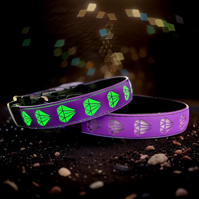 Subversive USB-C led Light up Airtag Dog Collar, Subversive 3D Sunflower Design Comfortable and Soft Material,Multicolored Lighting (D-Purple, L(19.7-23.6))