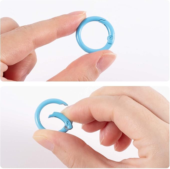 Spring O Rings,Round Spring Snap Keyring, Metal Carabiner Clips for Keychain Handbag Purse Dog