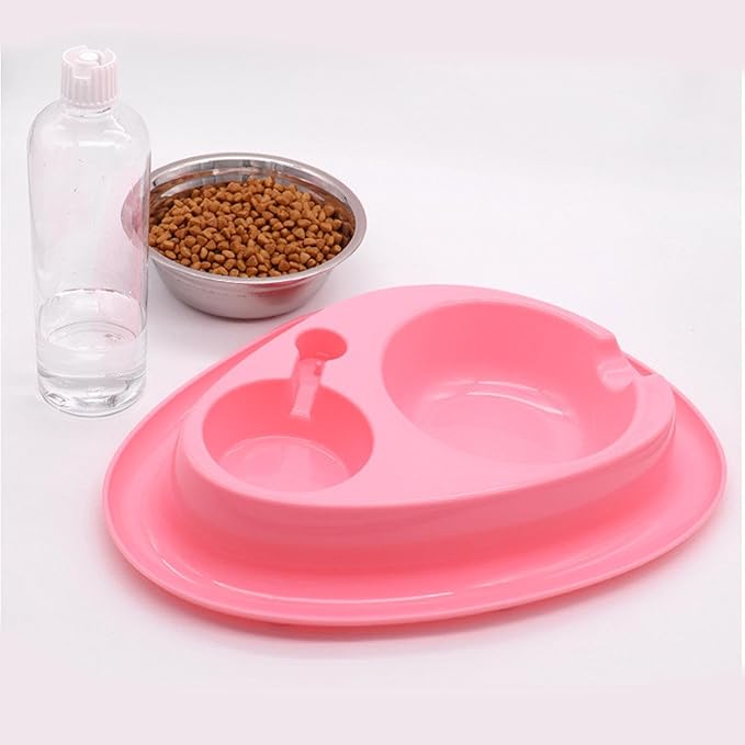 2-in-1 Pet Feeder and Waterer Set with Automatic Dispenser, Large Capacity Food and Water Bowl for Cats Dogs Puppies Bunnies