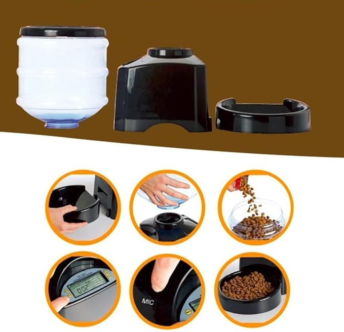 feeders Automatic Feeders Automatic Pet Feeder Fountain Voice Message Recording LCD Screen Dogs Cats Food Dispenser Bowl Dog Cat Smart