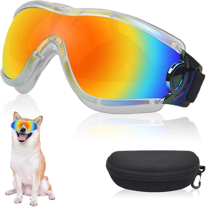Dog Sunglasses Pet Goggles for Medium Large UV Protection Wind Protection Dust Protection Adjustable Strap Dog Glasses Suitable for Snow Beach Motorcycle