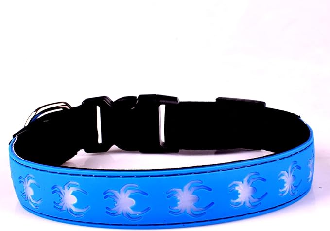 USB-C led Light up Dog Collar, 3D Design Comfortable and Soft Material,Multicolored Lighting，Night Dog Collar (SP-Blue, M(15.7-19.7"))