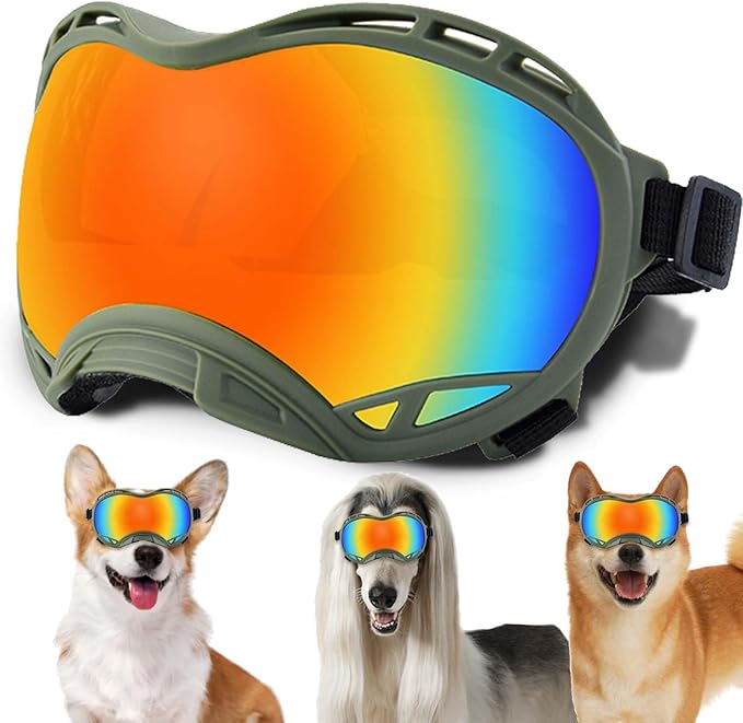 Dog Sunglasses,Doggles Anti-UV Protection,Pet Sunglasses with Adjustable Strap,Suitable for Motorcycle Car Driving Bike Riding Hiking Swimming Wind Dust Fog Dog Eye Protection