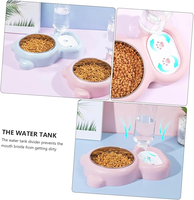 Stainless Steel Double PET Feeding Bowl Waterproof Dog Bowl Automatic Water Feeder for Dogs and Cats 2-in-1 Design