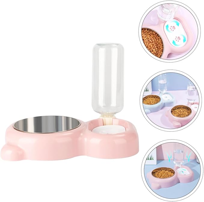 Yardwe Dual-use Pet Feeder Bowl Cat Dog Eating Bowl Stand Automatic Drinking Container Stainless Steel Material