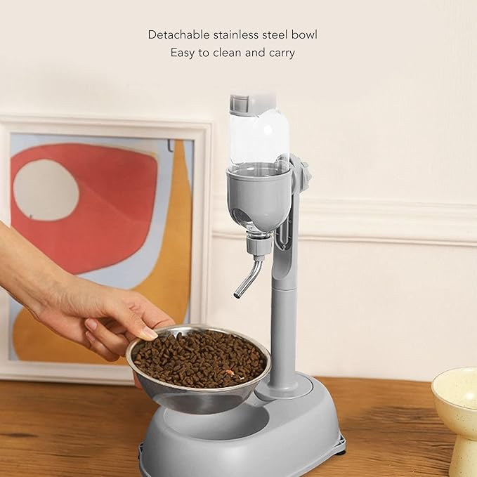 Pet Standing Water Dispenser Bowl, Cat Dog Standing Bowl, 500ml Multifunctional Detachable Height Pet Automatic Standing Water Feeder