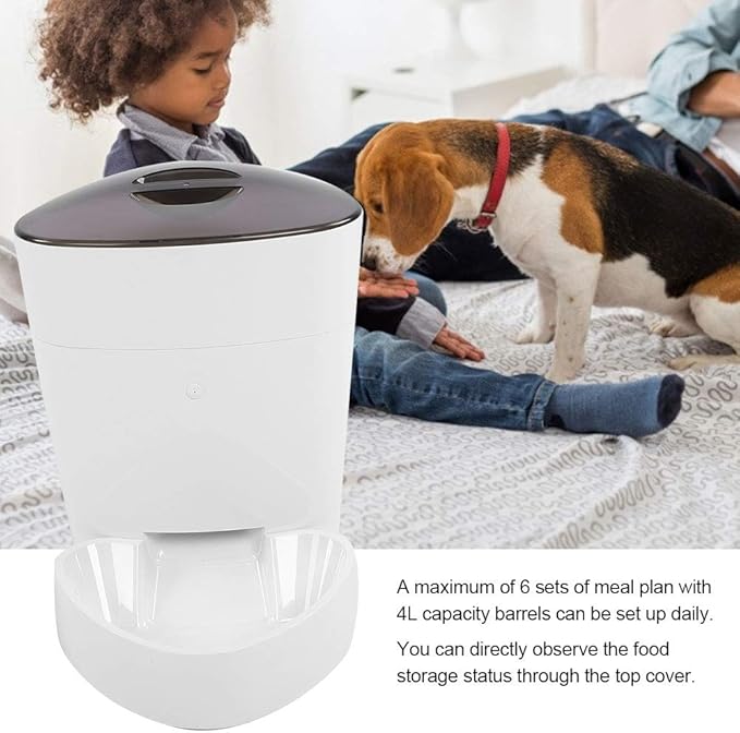 EVTSCAN Automatic Cat Feeder, 4L Auto Dry Food Dispenser with Twist Lock Lid for Naughty Pet, Low Food LED Indication with Clog-Free Design