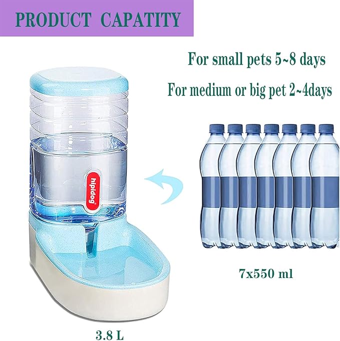 Automatic Feeders and Waterer Dog Cat Food Feeder Water Dispenser Gravity Food and Water Dispenser Automatic Food Dispenser for Small Large Pets Blue