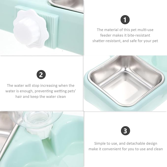 DECHOUS Hanging Automatic Water Dispenser for Dogs and Cats Dual Bowl PET Water Feeder Food-Grade Materials Non-Slip Design for Indoor and Outdoor Use