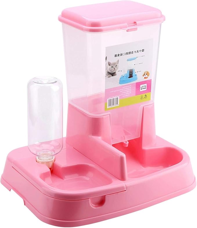EVTSCAN Automatic Cat Feeder, Timed Cat Feeder with Desiccant Bag for Dry Food, Suitable for Small/Medium Pets (粉色)
