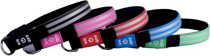 Dog Collar with Lights, 15 Lighting Modes Silicone Pet Collar, USB C Rechargeable LED Dog Collar for Night Safety, Adjustable Soft Glowing Collar for Dogs (DB-Pink, XS(7.87-11.8"))