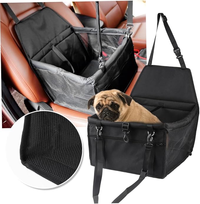Sosoport Dog Car Seat Cover Mesh Pet Bag Safe Carrier for Puppy Breathable Material Safety Leash