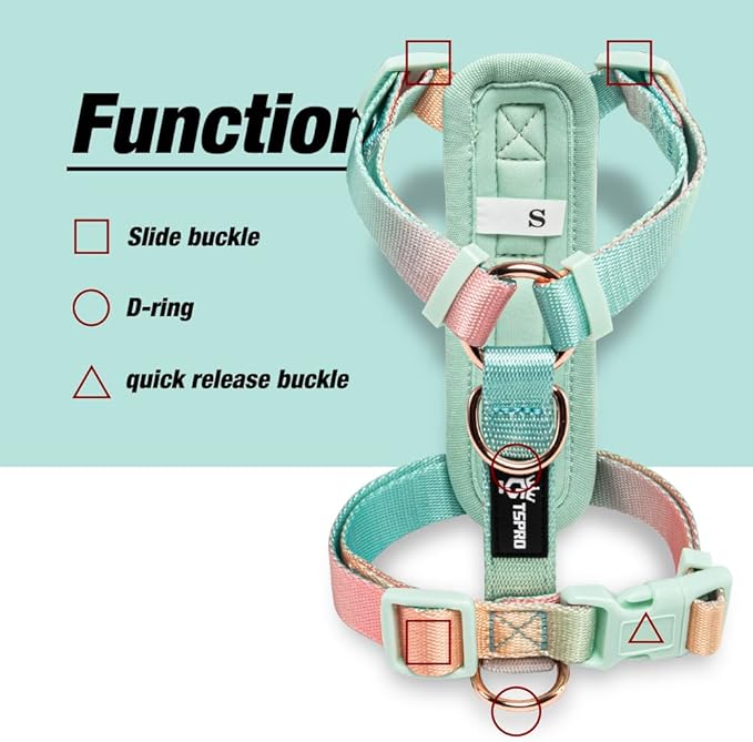 TSPRO Lightweight Dog Vest Harness Adjustable Harness Breathable Durable Quick Release Dog Harness for Small Dog Walking (Orange-Yellow Gradient, Size 1)
