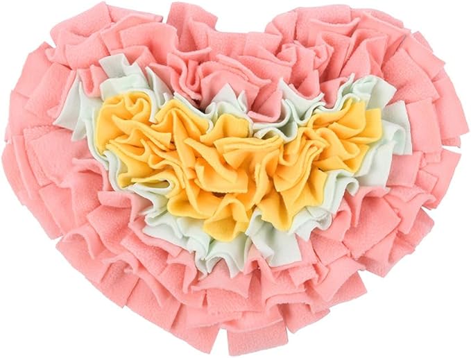 Heart-Shaped Rose Snuffle Mat for Dogs and Cats, Washable Pet Nose Work Mat, Interactive Feeding Mat to Relieve Boredom and Stress (V4)