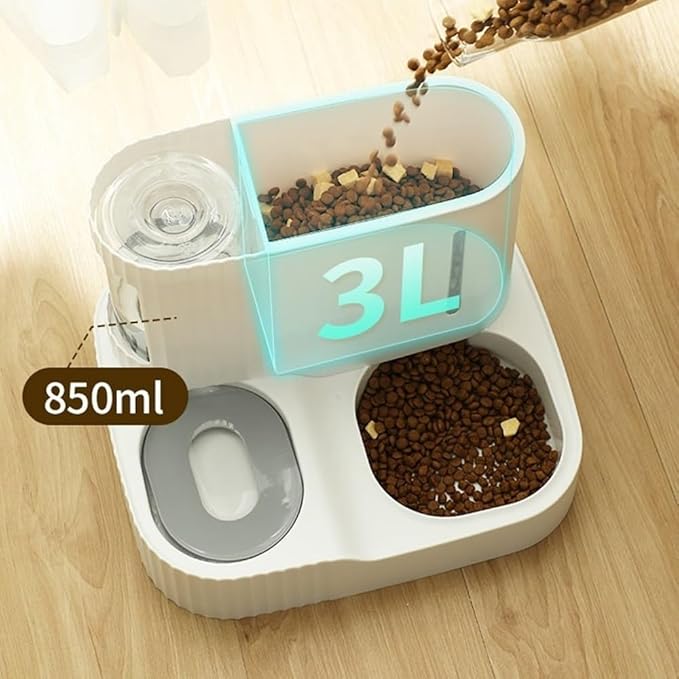 2 in 1 Gravity Cat Food and Water Bowl Set, Automatic Cat Feeder, Dog Feeder, Pet Gravity Feeder, Automatic Water Dispenser and Food Dispenser for Small and Medium Dogs, Cats, Pets ( Gray : Green )