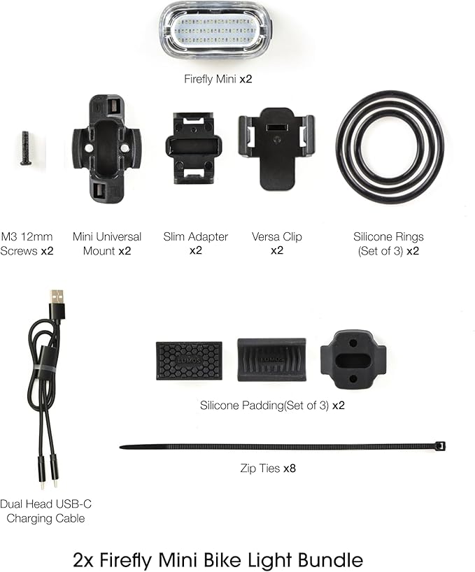 Lumos Firefly Mini Smart Bike Light System,Sync Turn Signal & Brake Lights, Rechargeable LED Front & Rear Lights with Custom Brightness, Flash Patterns, Bicycle Accessories for Night Riding