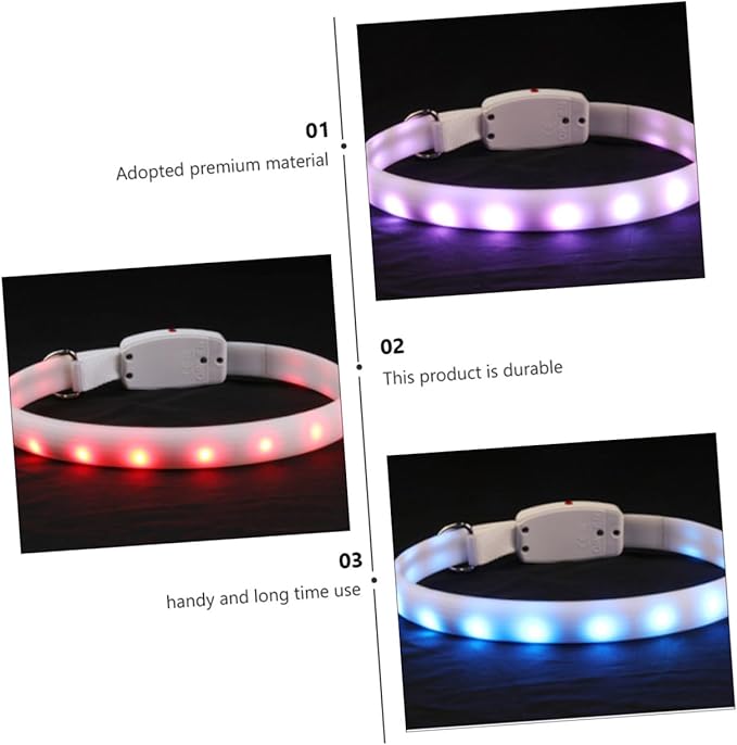 LED Dog Collar USB Charging Glowing Pet Collar White Flashing for Dogs Outdoor Walking