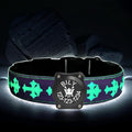 Personalized Name and Phone Nr Dog Collar with airtag Holder Waterproof Light up (Purple, M(11.8-15.7"))