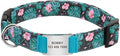 Flower Printed Dog Collar Custom Nylon Puppy Pet Collar Personalized Pitbull Collars Pets Acessorios for Small Medium Large Dog Green S