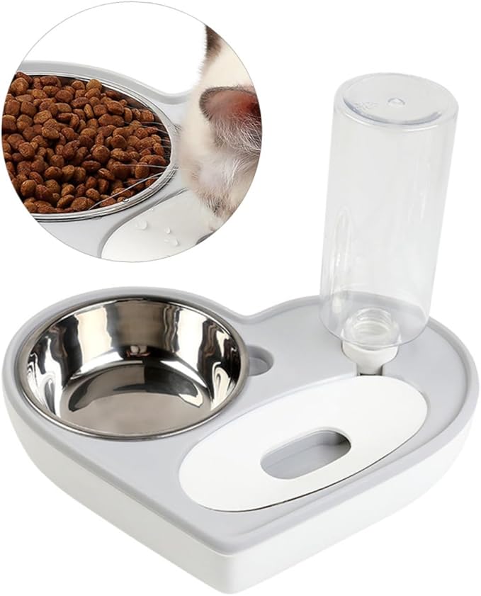 Yardwe Dog Automatic Water Bowl Pet Water Feeder Heart Shape Bowl Material Non-Slip Stand