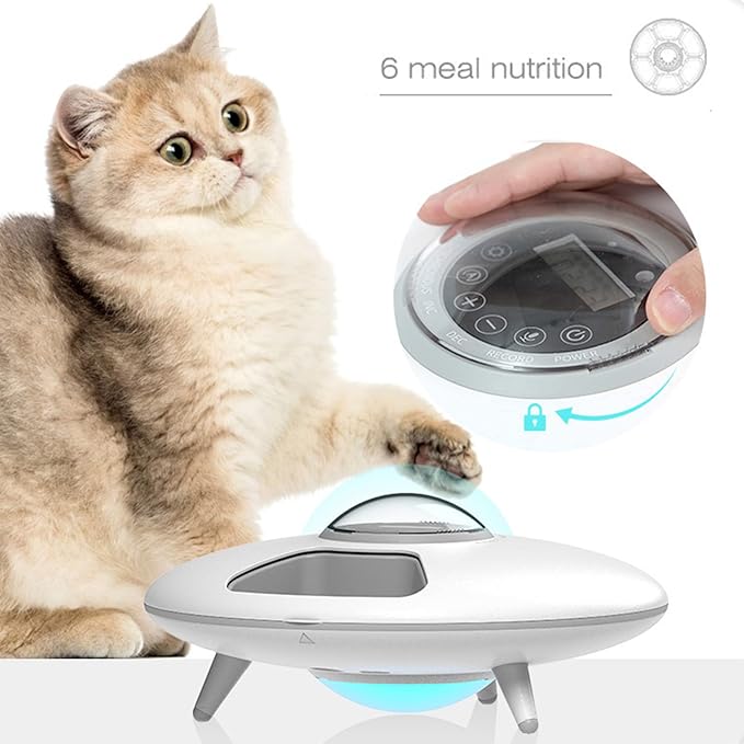 6 Meal Automatic Dog Cat Feeder, Dog Cat Wet & Dry Food Pet Feeder with Programmable Timer, Auto Dispenser for Small Cat Dog with Portion Control