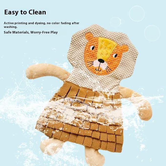 Small Pet Snuffle Mat with BB Squeaker and Crinkle Sound for Dogs Rabbits Guinea Pigs, Interactive Nose Work Training Blanket for Hiding Treats and Relieving Boredom (Brown)