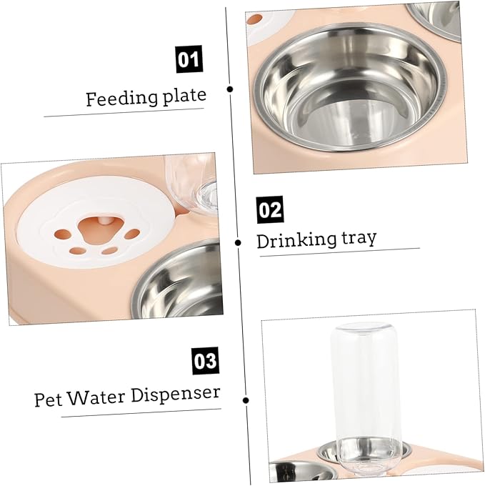 Cat Dog Automatic Water Dispenser Stainless Steel Food Bowls Pet Feeding Bottle